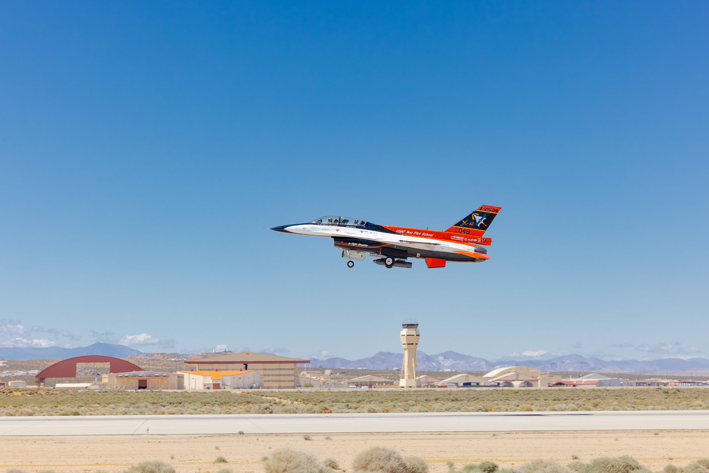 X-62A VISTA taking off with a Legion Pod installed